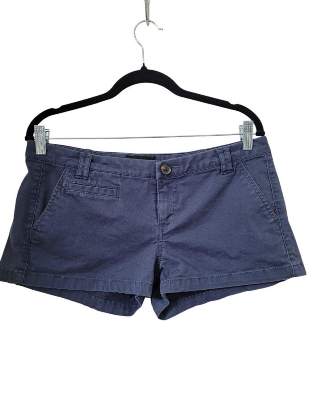 Express Size 6 Dusty Navy Blue Low Rise Shortie Chino Shorts